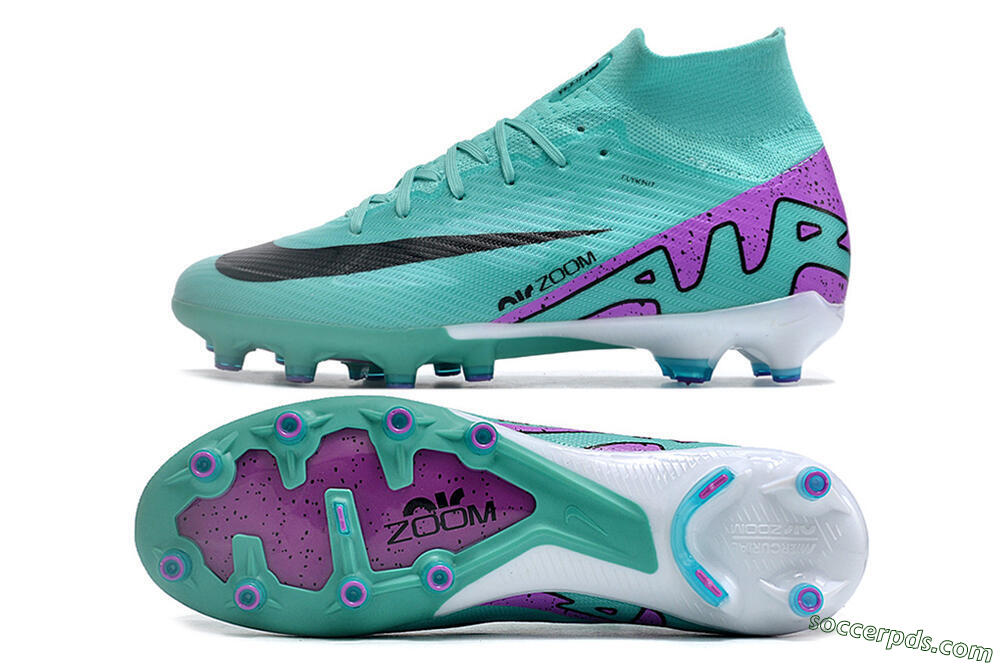 Nike Air Zoom Mercurial Superfly 9 Elite AG High-Tops Football Boots - Jade/Purple/Black 0