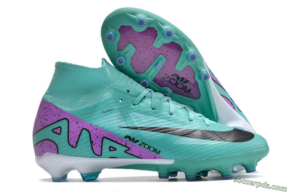 Nike Air Zoom Mercurial Superfly 9 Elite AG High-Tops Football Boots - Jade/Purple/Black 1