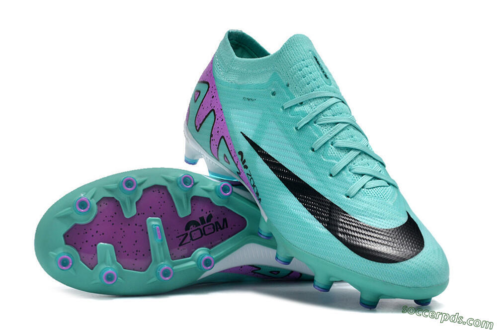 Nike Air Zoom Mercurial Vapor 15 Elite AG Low-Tops Football Boots - Jade/Purple/Black 3