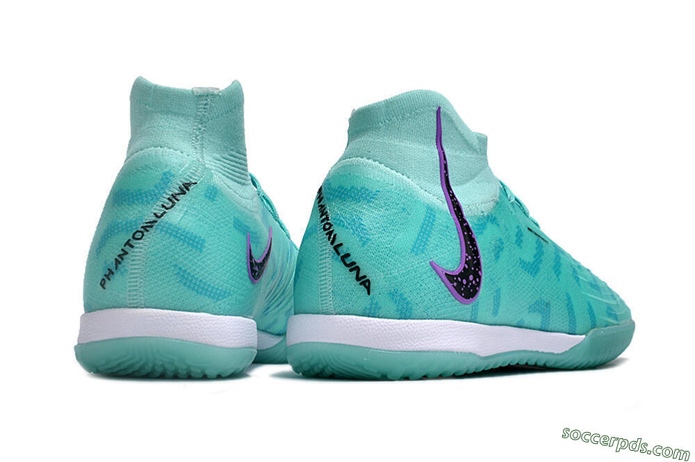 Nike Phantom Luna Elite NU IC High-Tops Football Shoes - Jade/Purple/Black 6