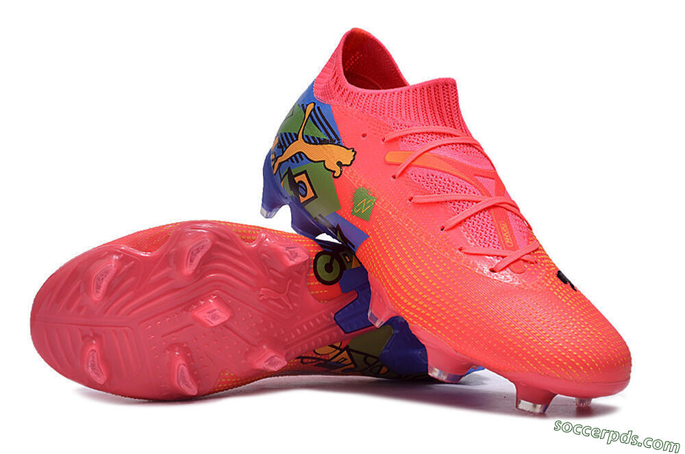 Puma Future Ultimate FG Low-Tops Football Boots - Pink/Yellow/Green/Blue 3