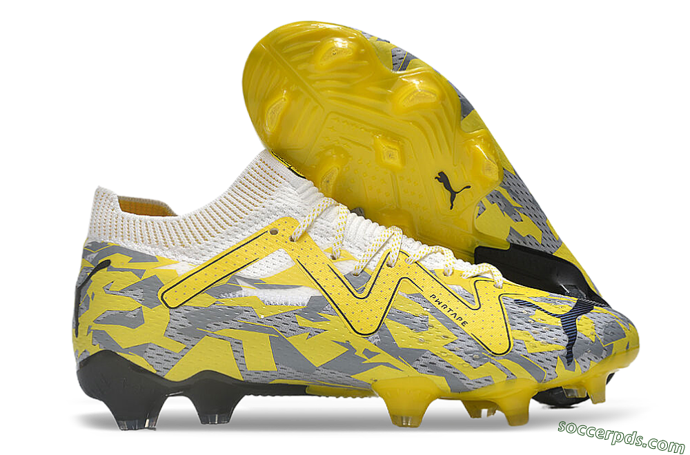 Puma Future Ultimate FG Low-Tops Football Boots - Yellow/White/Grey 1