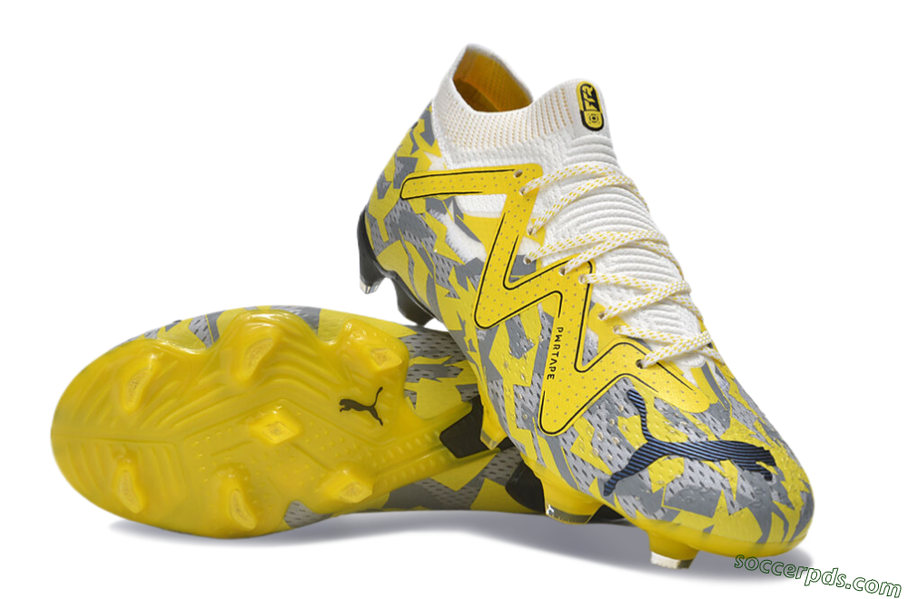 Puma Future Ultimate FG Low-Tops Football Boots - Yellow/White/Grey 3