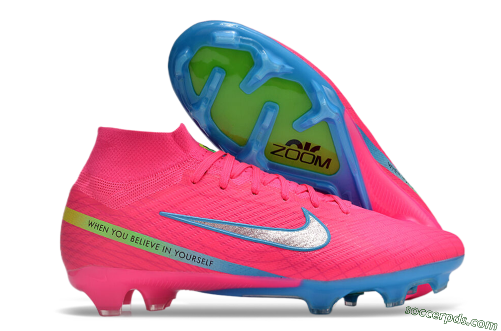 Nike Air Zoom Mercurial Superfly 9 Elite FG High-Tops Football Boots - Pink/Silver/Blue 1