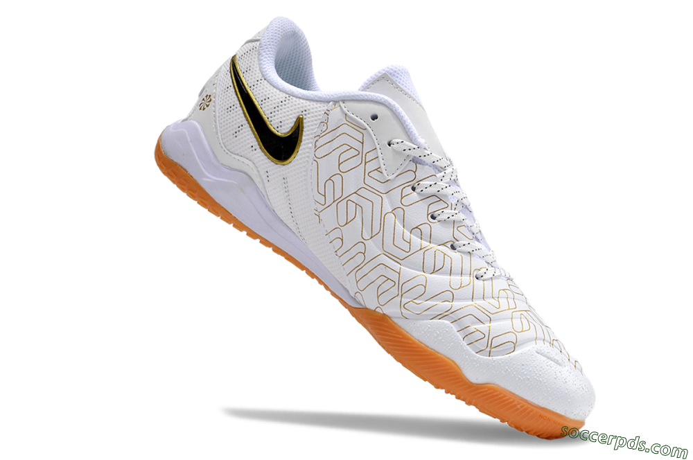 Nike Tiempo Legend 10 Pro IC Low-Tops Football Shoes - White/Gold/Black 4