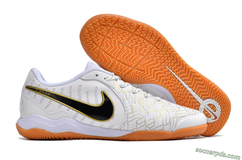 Nike Tiempo Legend 10 Pro IC Low-Tops Football Shoes - White/Gold/Black 1