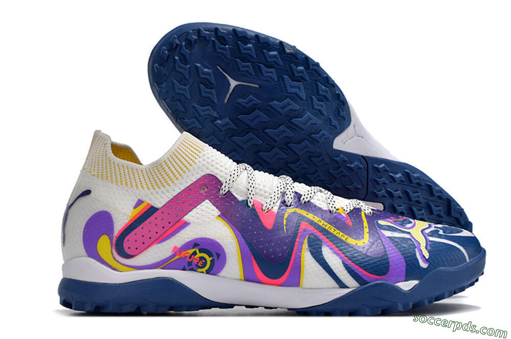 Puma Future X Powercat Tokyo Match TF Low-Tops Football Shoes - White/Purple/Blue/Yellow 1