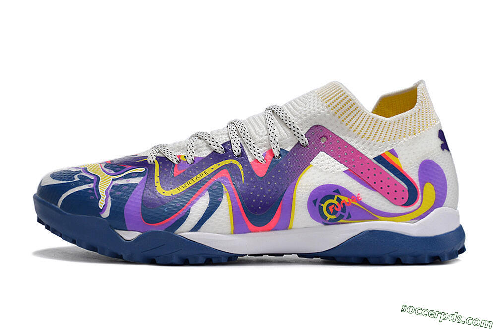 Puma Future X Powercat Tokyo Match TF Low-Tops Football Shoes - White/Purple/Blue/Yellow 2