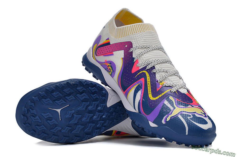 Puma Future X Powercat Tokyo Match TF Low-Tops Football Shoes - White/Purple/Blue/Yellow 4