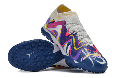 Puma Future X Powercat Tokyo Match TF Low-Tops Football Shoes - White/Purple/Blue/Yellow