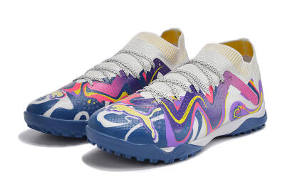 Puma Future X Powercat Tokyo Match TF Low-Tops Football Shoes - White/Purple/Blue/Yellow