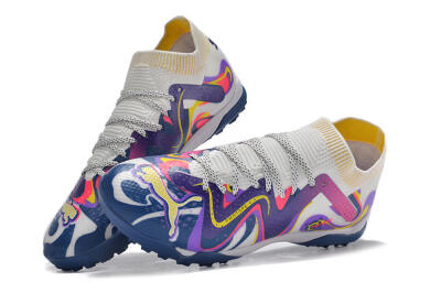 Puma Future X Powercat Tokyo Match TF Low-Tops Football Shoes - White/Purple/Blue/Yellow