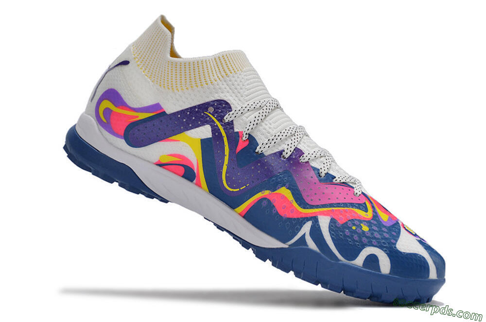Puma Future X Powercat Tokyo Match TF Low-Tops Football Shoes - White/Purple/Blue/Yellow 7