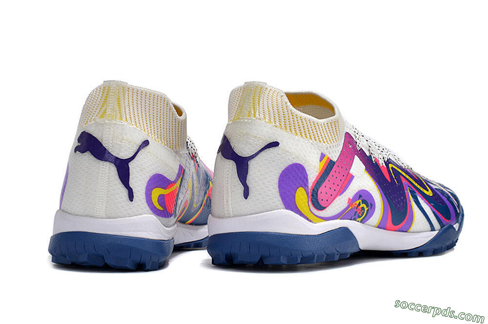Puma Future X Powercat Tokyo Match TF Low-Tops Football Shoes - White/Purple/Blue/Yellow 9