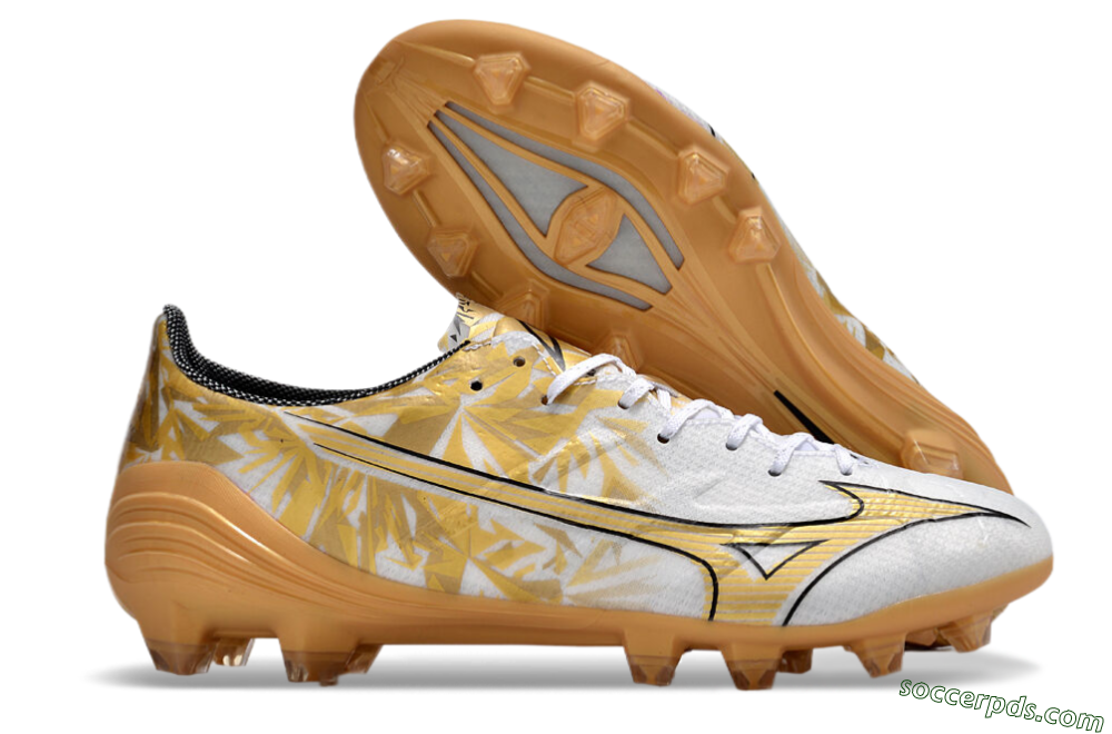 Mizuno Morelia Alpha Made in Japan FG Low-Tops Football Boots - White/Gold/Black 1