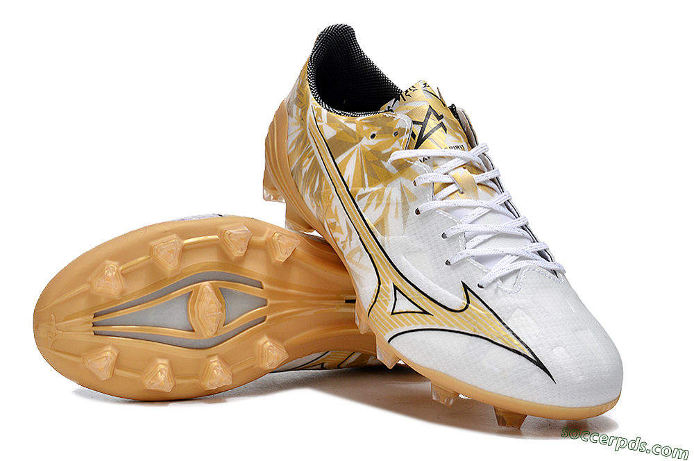 Mizuno Morelia Alpha Made in Japan FG Low-Tops Football Boots - White/Gold/Black 3