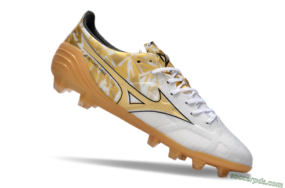 Mizuno Morelia Alpha Made in Japan FG Low-Tops Football Boots - White/Gold/Black 4