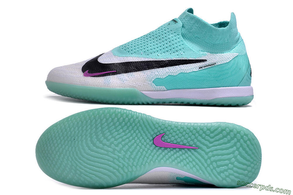 Nike Phantom GX Elite DF Link IC High-Tops Football Shoes - White/Jade/Black/Purple 0