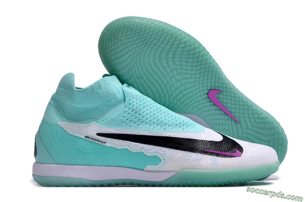 Nike Phantom GX Elite DF Link IC High-Tops Football Shoes - White/Jade/Black/Purple 1