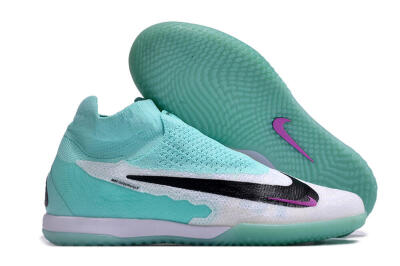 Nike Phantom GX Elite DF Link IC High-Tops Football Shoes - White/Jade/Black/Purple