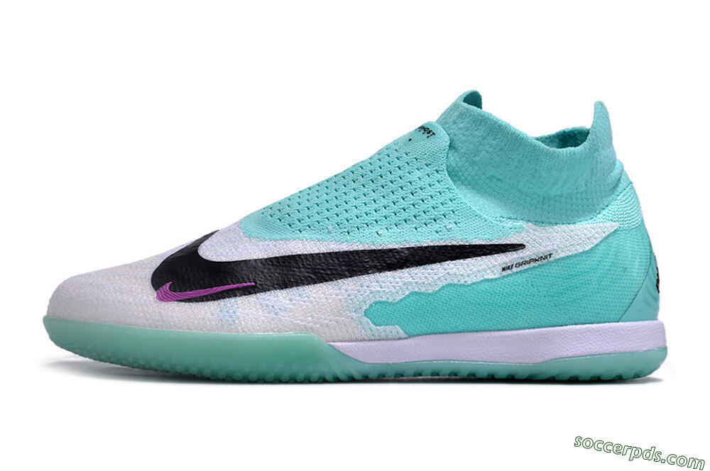 Nike Phantom GX Elite DF Link IC High-Tops Football Shoes - White/Jade/Black/Purple 2