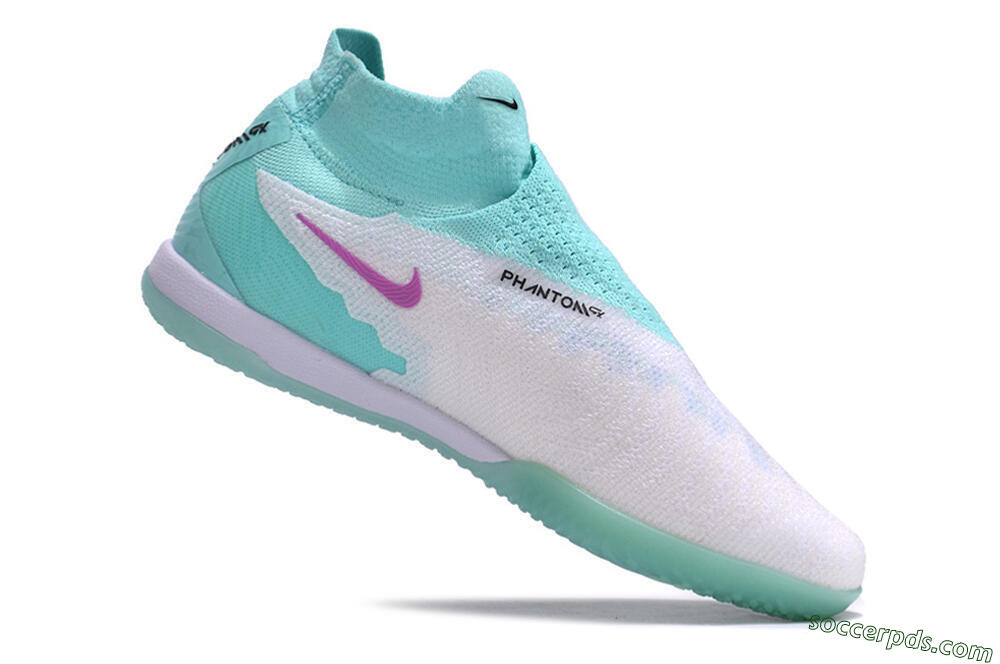Nike Phantom GX Elite DF Link IC High-Tops Football Shoes - White/Jade/Black/Purple 4
