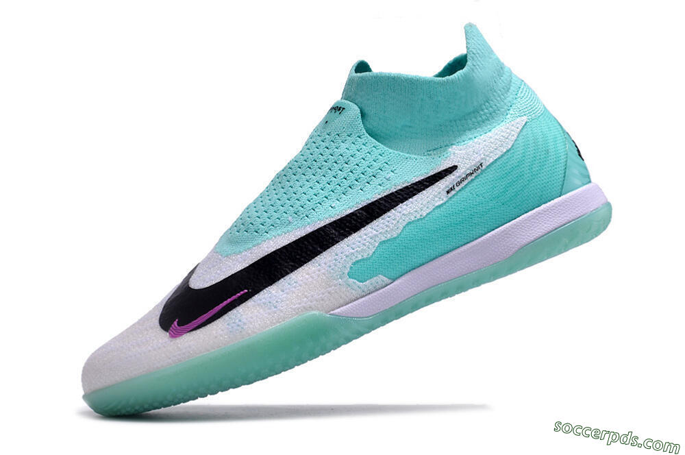 Nike Phantom GX Elite DF Link IC High-Tops Football Shoes - White/Jade/Black/Purple 5