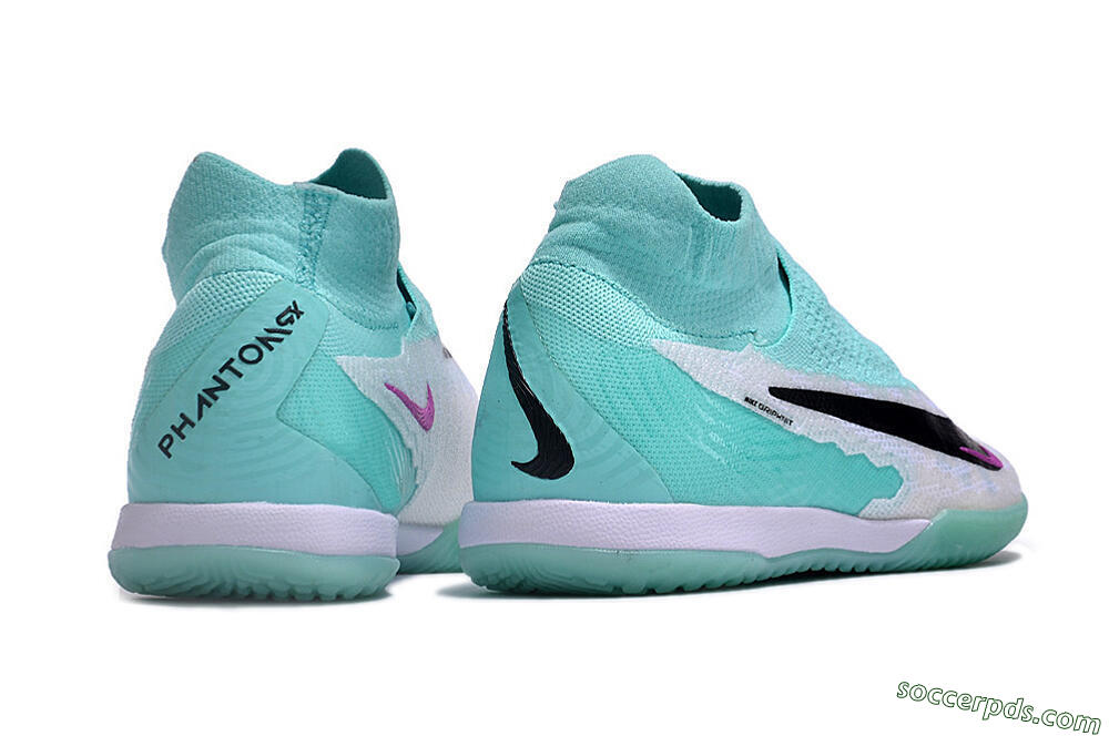 Nike Phantom GX Elite DF Link IC High-Tops Football Shoes - White/Jade/Black/Purple 6