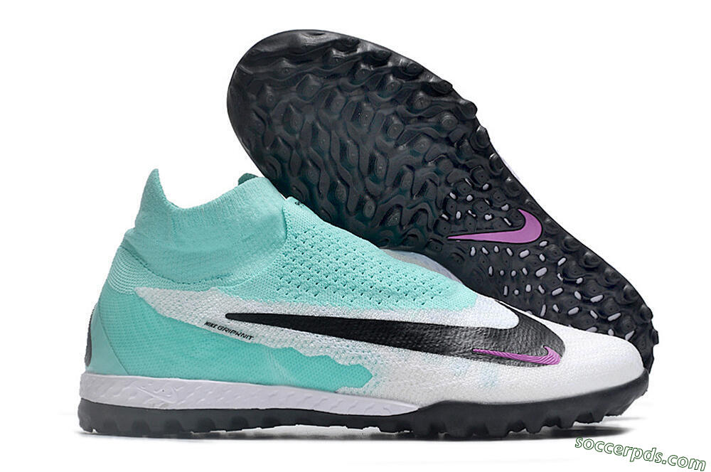 Nike Phantom GX Elite DF Link TF High-Tops Football Shoes - White/Jade/Black/Purple 1