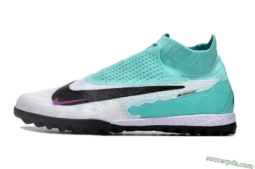 Nike Phantom GX Elite DF Link TF High-Tops Football Shoes - White/Jade/Black/Purple 2