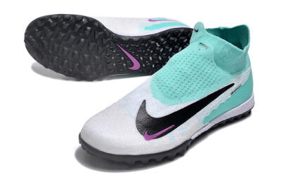Nike Phantom GX Elite DF Link TF High-Tops Football Shoes - White/Jade/Black/Purple