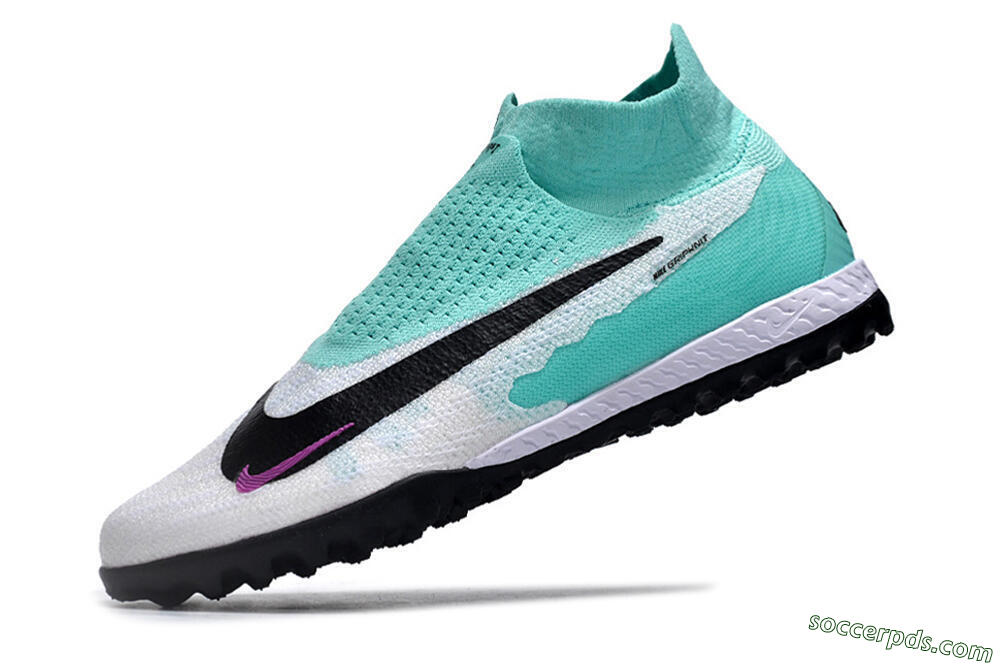 Nike Phantom GX Elite DF Link TF High-Tops Football Shoes - White/Jade/Black/Purple 5