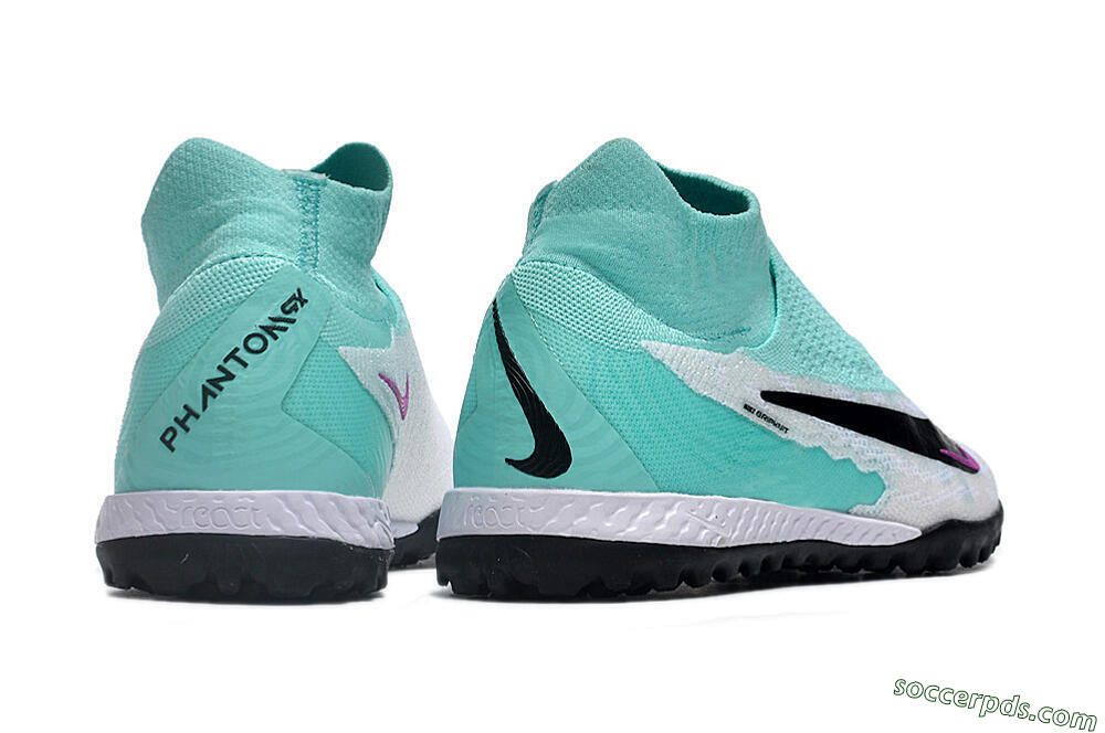 Nike Phantom GX Elite DF Link TF High-Tops Football Shoes - White/Jade/Black/Purple 6