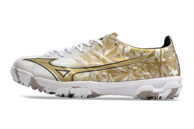 Mizuno Morelia Alpha Made in Japan TF Low-Tops Football Shoes - White/Black/Gold