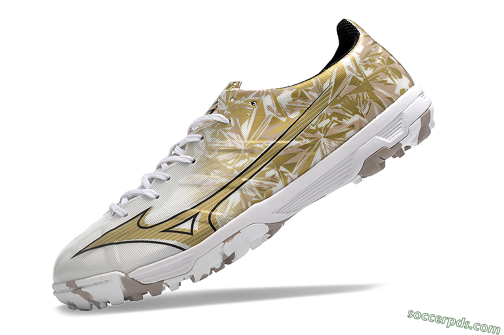 Mizuno Morelia Alpha Made in Japan TF Low-Tops Football Shoes - White/Black/Gold 5