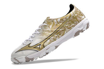 Mizuno Morelia Alpha Made in Japan TF Low-Tops Football Shoes - White/Black/Gold