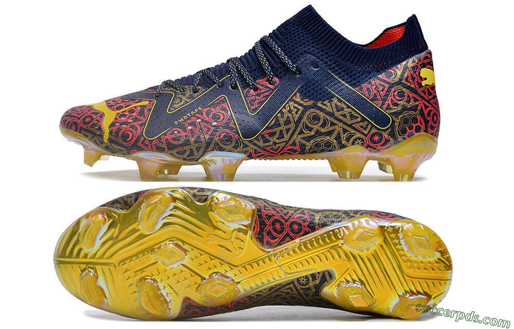 Puma Future Ultimate FG Low-Tops Football Boots - Blue/Red/Gold 0
