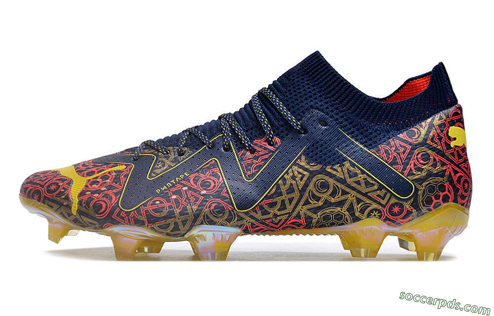 Puma Future Ultimate FG Low-Tops Football Boots - Blue/Red/Gold 2