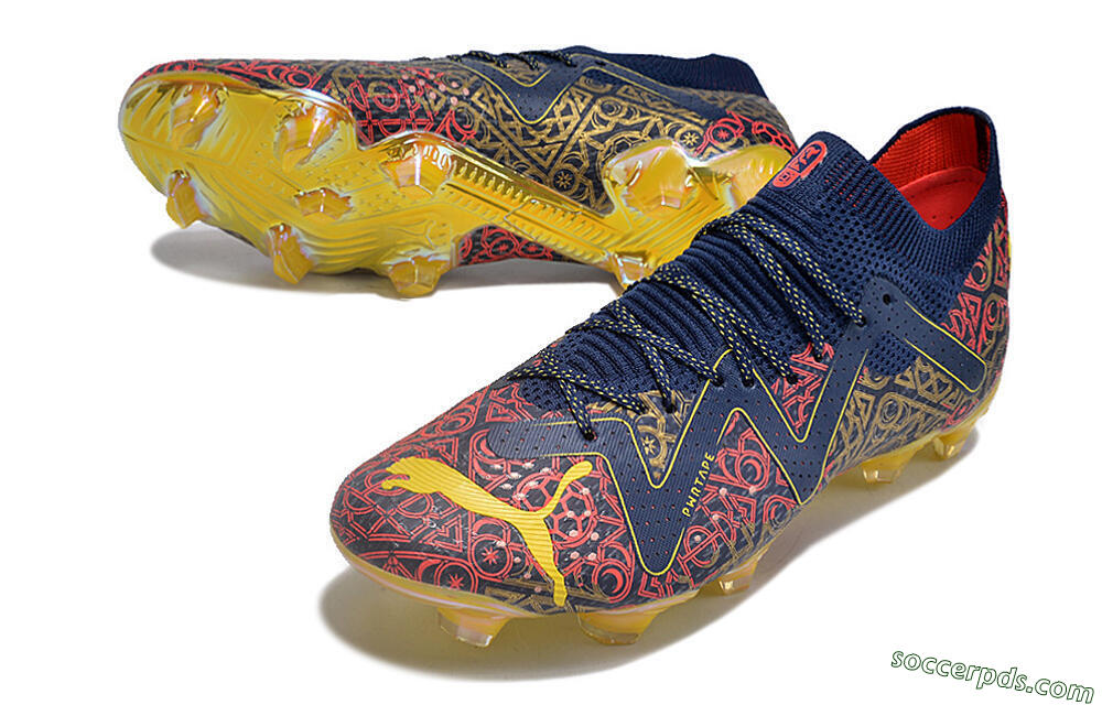 Puma Future Ultimate FG Low-Tops Football Boots - Blue/Red/Gold 3
