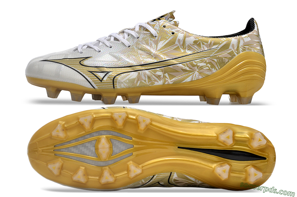 Mizuno Morelia Alpha Made in Japan FG Low-Tops Football Boots - White/Black/Gold 0