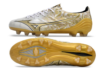Mizuno Morelia Alpha Made in Japan FG Low-Tops Football Boots - White/Black/Gold
