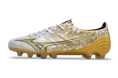 Mizuno Morelia Alpha Made in Japan FG Low-Tops Football Boots - White/Black/Gold