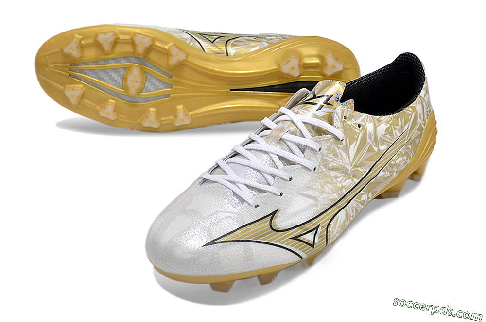 Mizuno Morelia Alpha Made in Japan FG Low-Tops Football Boots - White/Black/Gold 3