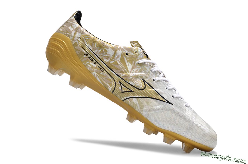 Mizuno Morelia Alpha Made in Japan FG Low-Tops Football Boots - White/Black/Gold 4