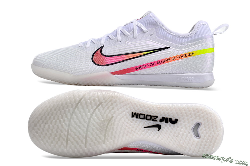 Nike Air Zoom Mercurial Vapor 15 Pro IC Low-Tops Football Shoes - White/Pink/Black/Yellow 0