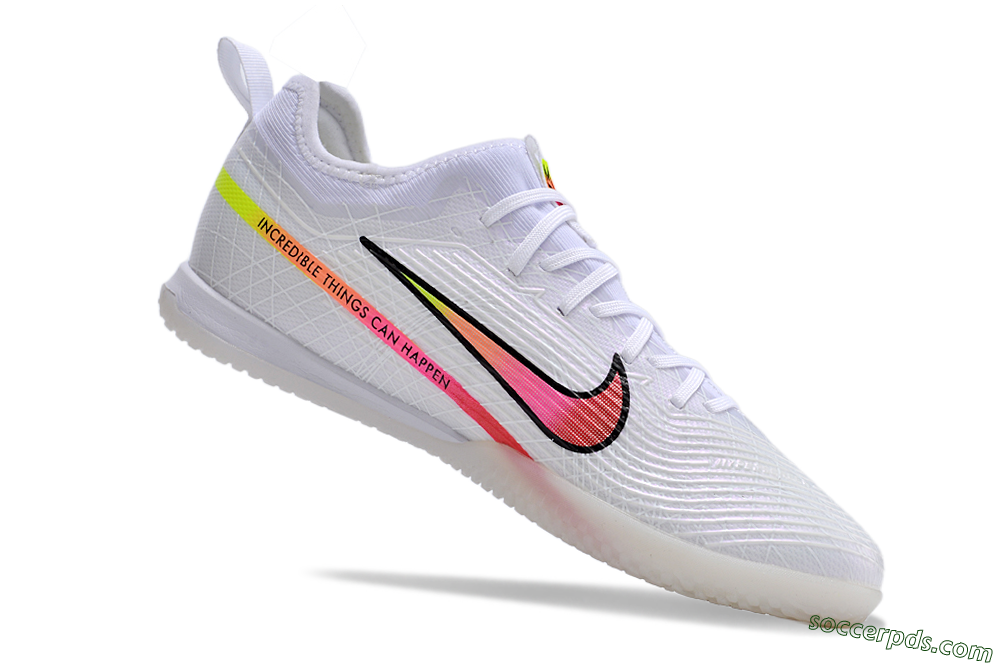 Nike Air Zoom Mercurial Vapor 15 Pro IC Low-Tops Football Shoes - White/Pink/Black/Yellow 4