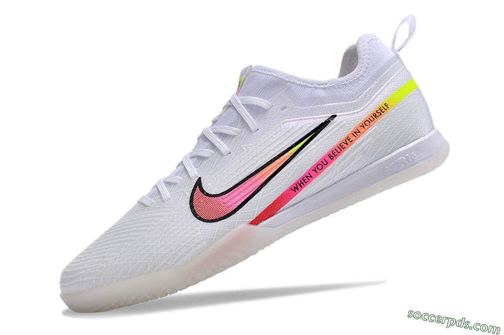 Nike Air Zoom Mercurial Vapor 15 Pro IC Low-Tops Football Shoes - White/Pink/Black/Yellow 5