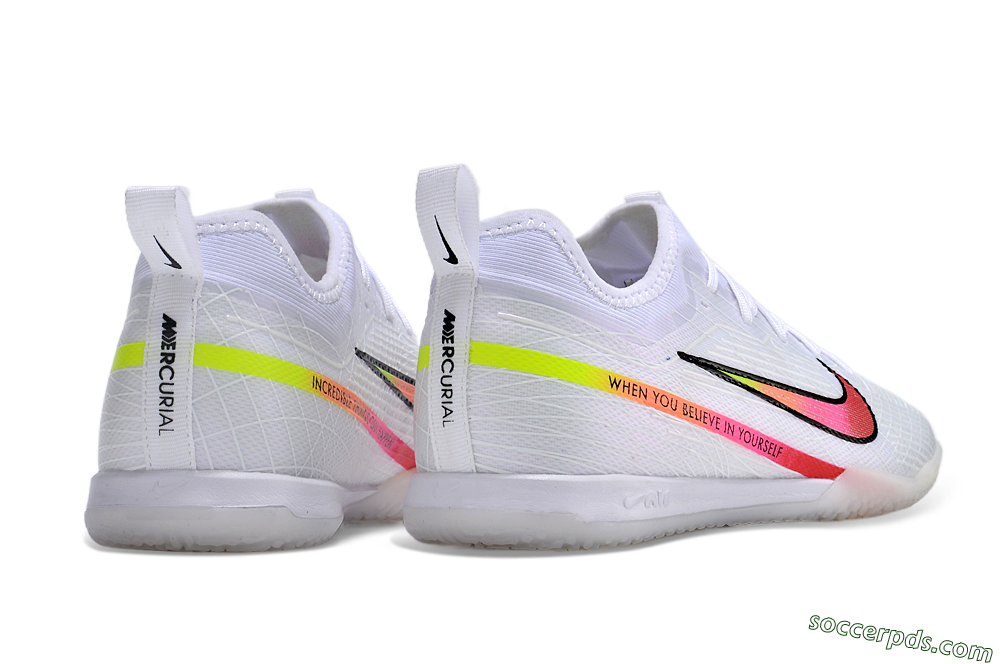 Nike Air Zoom Mercurial Vapor 15 Pro IC Low-Tops Football Shoes - White/Pink/Black/Yellow 6