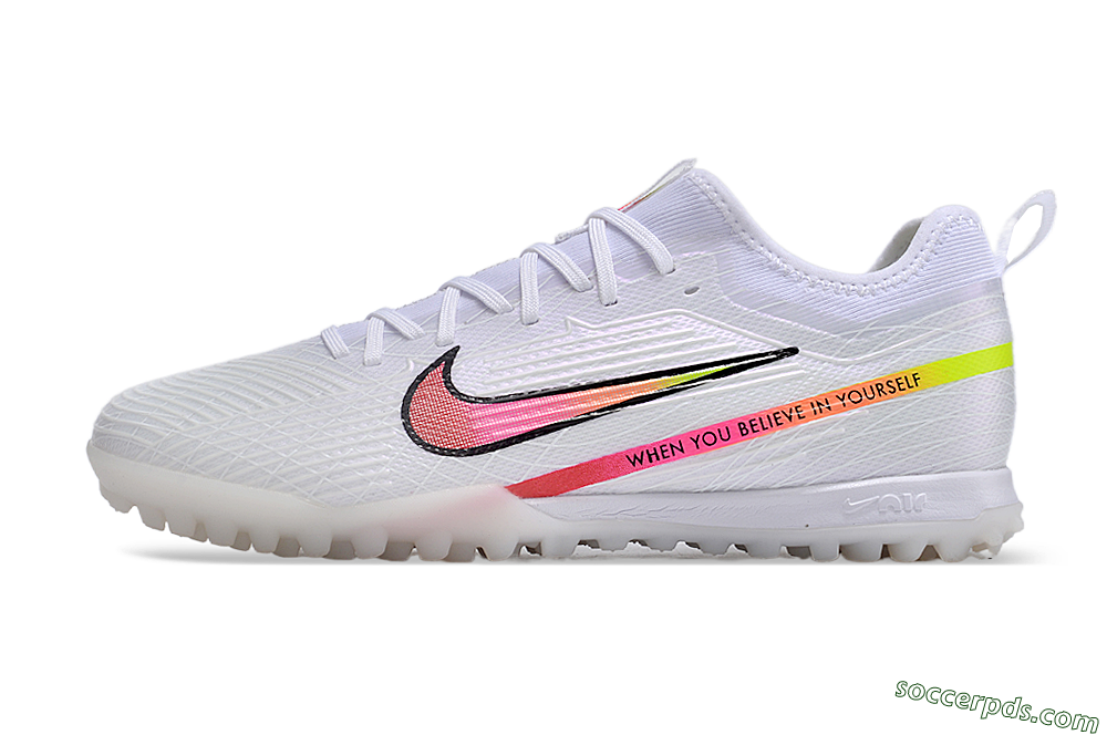 Nike Air Zoom Mercurial Vapor 15 Pro TF Low-Tops Football Shoes - White/Pink/Black/Yellow 2