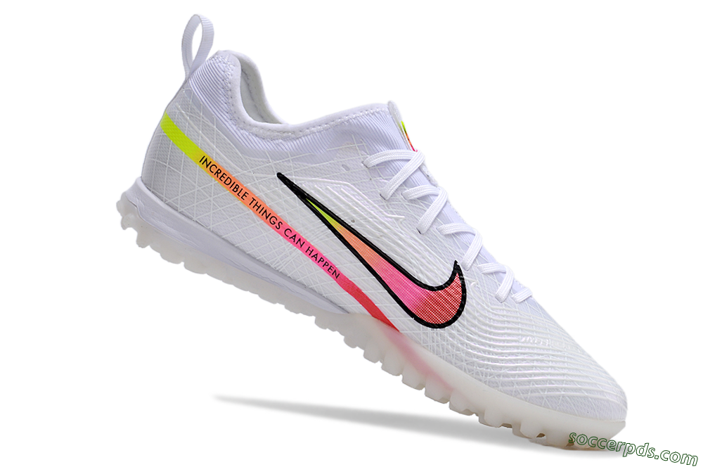 Nike Air Zoom Mercurial Vapor 15 Pro TF Low-Tops Football Shoes - White/Pink/Black/Yellow 4